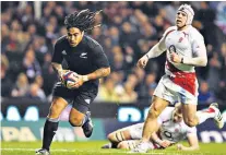  ?? ?? Brilliant try: Ma’a Nonu gets the better of James Haskell to score for New Zealand against England at Twickenham in 2008