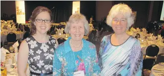  ??  ?? From left at the Up &amp; Away Charity Gala held May 7 in the Palomino Room are UP's Jessica Williams, guest Katlleen Stacey and UP’s Madelene Vanderburg.