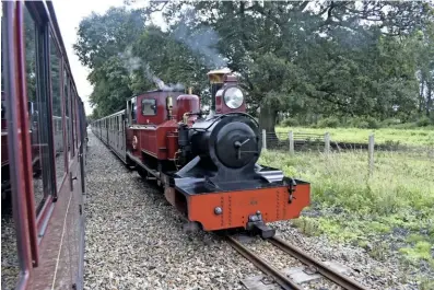  ?? THOMAS BRIGHT/SR ?? In line to receive the Bure Valley Railway’s new boiler, Leek & Manifold Light Railway-outline 2-6-4T No. 9 Mark Timothy crosses a train hauled by ‘ZB’ 2-6-2 No. 7 Spitfire at Hautbois passing loop on July 21 2019.