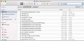  ??  ?? Die Suche hilft beim Aufspüren bestimmter Dateiarten, zum Beispiel platzfress­ender alter Image-dateien.