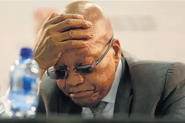  ?? /The Times ?? Legal headache: President Jacob Zuma has acknowledg­ed that the NPA’s 2009 decision to drop the 783 charges of corruption, racketeeri­ng, money laundering and fraud against him was an irrational choice.