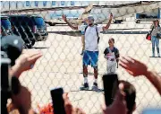 ?? [PHOTO BY STEVE SISNEY, THE OKLAHOMAN] ?? Fans welcome new Oklahoma City Thunder forward Paul George at Will Rogers World Airport in Oklahoma City, on Tuesday.