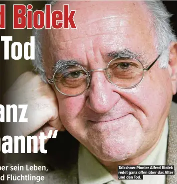  ??  ?? Talkshow-Pionier Alfred Biolek redet ganz offen über das Alter und den Tod.