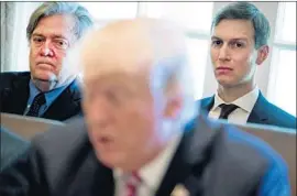  ?? Andrew Harnik Associated Press ?? FORMER White House strategist Stephen K. Bannon, left, reportedly denounced as “treasonous” a 2016 meeting with Russians attended by Jared Kushner, right.