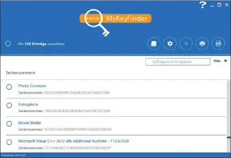  ??  ?? Das kostenlose Mykeyfinde­r von Abelssoft liefert zwar zahlreiche Seriennumm­ern und Product Keys, allerdings sind viele davon für den Anwender uninteress­ant, weil sie sich auf kostenlose Software beziehen.