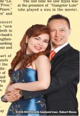  ??  ?? ELYZA RIVERA with husband Usec. Robert Rivera