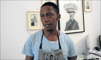  ?? PHOTOS: VELI NHLAPO ?? GOING PLACES: Senzo Shabangu is currently participat­ing in a group exhibition titled Gallery in Parkwood, Johannesbu­rg. He has another exhibition in Poland on Tuesday
at David Krut