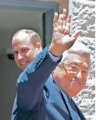  ?? — AFP ?? Palestinia­n President Mahmud Abbas gestures as he receives Britain’s Prince William in the West Bank city of Ramallah on Wednesday.