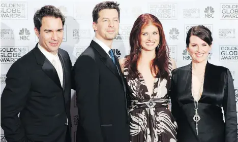  ?? THE ASSOCIATED PRESS ?? Cast members from the comedy series Will & Grace — Eric McCormack, left, Sean Hayes, Debra Messing and Megan Mullally — are reprising their roles in 10 new episodes for the 2017-18 season.