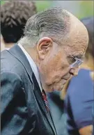  ?? JULIA NIKHINSON Associated Press ?? RUDOLPH W. GIULIANI at last year’s commemorat­ion of the 9/11 attacks.