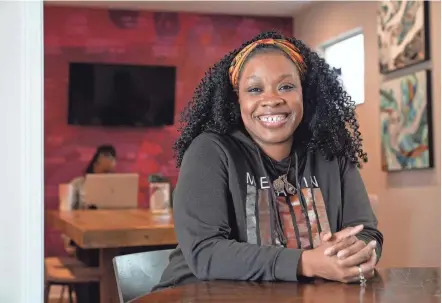  ?? BARBARA J. PERENIC/COLUMBUS DISPATCH ?? Brenda Thomas, owner of the Healing Garden Cafe, is a newer member of Zora’s House, a co-working space for women of color that recently broke ground for a new larger facility in Weinland Park.