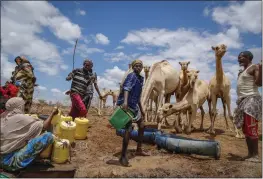  ?? BRIAN INGANGA — THE ASSOCIATED PRESS FILE ?? Herders supply water from a borehole to give to their camels during a drought near Kuruti, in Garissa County, Kenya.