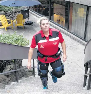  ?? DELLA ROLLINS VIA THE CANADIAN PRESS ?? Invictus Games particpant Liz Steeves is shown in a handout photo. Steeves, 32, is benefiting from advances in the rehab devices field, in her case a motorized “dermoskele­ton” that straps on her leg and allows her to engage in everyday activities “like...