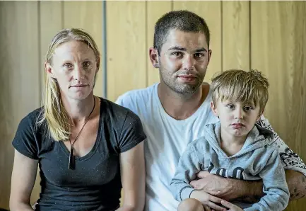  ?? PHOTO: RICKY WILSON/STUFF ?? The Corbett family, Zara, Zaiden and Arlee, 3, are stuck in emergency accommodat­ion until they can find a place to call home.