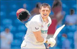  ?? REUTERS ?? West Indies' Joshua Da Silva celebrates after reaching his century against England.