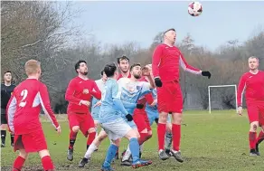  ??  ?? Cleppy Social (light blue) rose to the challenge posed by Kelso as they triumphed 4-1 in the Trident Trophies Second Division.