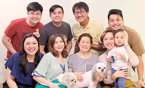  ??  ?? HAPPY family. (First row): Andrea (daughter-in-law), Monette, Mrs. Eva Garcia (Monette’s mom), Cerah (daughter-in-law), Manu (grandson). (Second row): Franz, Fort, Atoy and Andre.