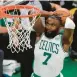  ?? MICHAEL DWYER/AP ?? Jaylen Brown dunks during the Celtics’ victory over the Warriors in Game 3 of the NBA Finals on Wednesday.