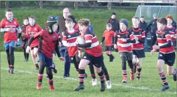  ??  ?? Wicklow under-12s drive for the line last weekend.