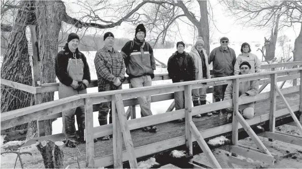  ?? [SUBMITTED] ?? This winter a crew of trail volunteers worked on bridge repair on the Health Valley Trail in St. Jacobs, an example of the work done every year by local volunteers, including Bryan Cronin, Jamie Schering, Ed Parker, Gloria Yeung, Nick Kuret, Alf Lemp,...