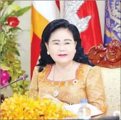  ?? CRC ?? Cambodian Red Cross (CRC) President Bun Rany marks Internatio­nal Midwives’ Day on April 28.