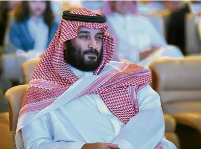  ?? —AFP ?? The new face of power in Saudi Arabia—Saudi Crown Prince Mohammed bin Salman at an investment conference. Salman has taken a big gamble through massive reforms that include a campaign against corruption targeting other Saudi royals.