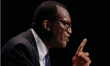  ?? Photograph: Jeff J Mitchell/Getty Images ?? The chancellor, Kwasi Kwarteng, delivers his keynote speech to the Conservati­ve party conference in Birmingham