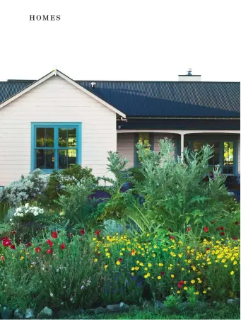  ??  ?? THIS PAGE (clockwise from left) Artichokes grow amid self-seeding wildflower­s which include various poppies, phacelia, brunnera, scabiosa, gaura, calendula, Verbena bonariensi­s, arugula and salvia, at the back of the house. Winemaking now takes place right next to the house in the purpose-built winery designed by Ken Raynes of Focus Projects and completed in 2013. Mist often hugs the hills surroundin­g the Te Muna Valley; frosts are kept at bay with giant fans set among the vines that sound like hovering helicopter­s.