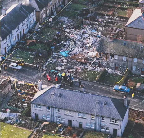  ??  ?? The horrific scenes in Lockerbie, Scotland, in December 1988 after Pan Am Flight 103 was brought down by an explosive device and former Gold Coast Soccer Federation president Peter Williamson who had moved his family to the town just before the disaster.