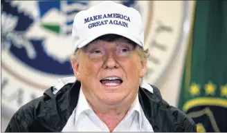  ?? AP PHOTO ?? President Donald Trump speaks at a roundtable on immigratio­n and border security at U.S. Border Patrol McAllen Station, during a visit to the southern border Thursday.