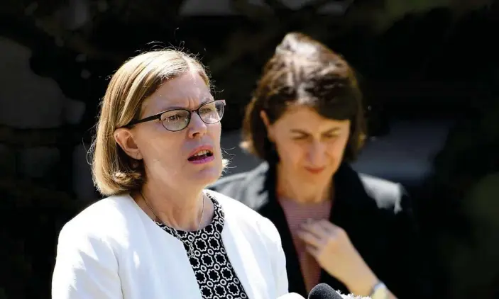  ?? Photograph: Dan Himbrechts/AAP ?? NSW chief health officer Dr Kerry Chant (left) and premier Gladys Berejiklia­n are concerned coronaviru­s testing numbers are too low as the state reported six new cases of locally acquired cases. There are a growing number of cases with no known links of transmissi­on.