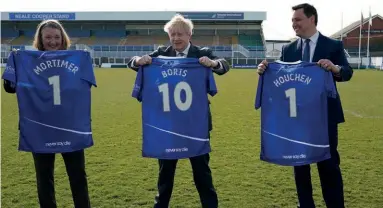  ?? ?? Changes in the squad: Boris Johnson with the MP for Hartlepool, Jill Mortimer, and mayor of Tees Valley, Ben Houchen