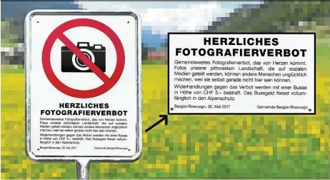  ??  ?? The picturesqu­e town of Berguen/Bravuogn has banned tourists from taking photos in a cheeky marketing ploy. — AFP