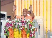  ?? HT PHOTO ?? Chief minister Yogi Adityanath addressing a gathering after gifting developmen­t projects worth Rs 800 crore to Chandauli district.