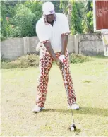  ??  ?? Otunba Olusegun Runsewe prepares for a tee shot during the golf tourney at the Kaduna Golf Club last week