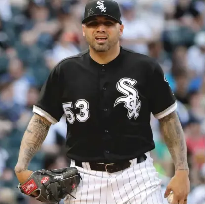  ?? NAM Y. HUH/ AP ?? Sox starting pitcher Hector Santiago’s ERA ballooned from 3.48 to 6.00 after allowing eight earned runs in 3„ innings.