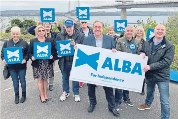  ?? ?? NEXT PORT OF CALL: Alex Salmond’s Alba Party campaigns in Rosyth yesterday.