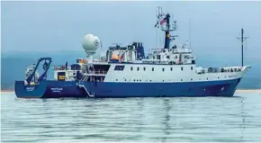  ??  ?? The Nautilus research vessel, operated by Ocean Exploratio­n Trust, uses two remotely operated vehicles to conduct ocean exploratio­n to a depth of 13,000 feet.