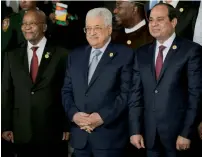  ?? Reuters ?? South Africa’s President Jacob Zuma, Palestine’s President Mahmoud Abbas and Egypt’s President Abdel Fattah El Sisi pose for a photograph at the 30th Ordinary Session of the Assembly of the Heads of State and the Government of the African Union in...