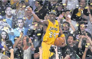  ??  ?? Bryant celebrates winning the NBA title in 2010.