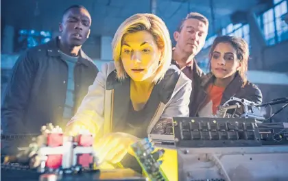  ??  ?? Ryan Sinclair (left), Jodie Whittaker, Graham O’Brien and Yasmin Khan in Dr Who.