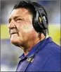  ?? MICHAEL CLUBB / ASSOCIATED PRESS ?? LSU coach Ed Orgeron will end his tenure with the Tigers after this season ends after leading LSU to the 2019 national championsh­ip.