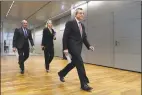  ?? Getty Images ?? Mario Draghi, president of the European Central Bank, arrives to speak to the media following a meeting of the ECB governing board on Thursday in Frankfurt.