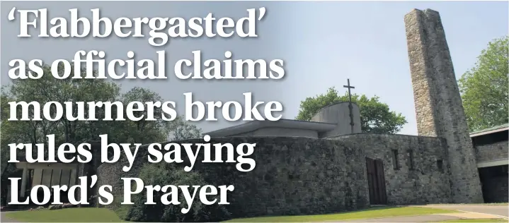  ?? PICTURES: WALES NEWS SERVICE ?? Coychurch Crematoriu­m, Bridgend, where mourners are banned from saying the Lord’s Prayer together
