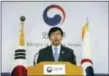  ?? LEE JIN-MAN - THE ASSOCIATED PRESS ?? South Korean Foreign Ministry’s spokesman Cho June-hyuck speaks to the media during a briefing at the Foreign Ministry in Seoul, South Korea, Saturday. A North Korean mid-range ballistic missile apparently failed shortly after launch Saturday, South...