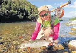 ??  ?? Big fish BBC Earths Wildest Waters contestant Jo Stephenson will officially open the salmon season and give fly-tying demonstrat­ions