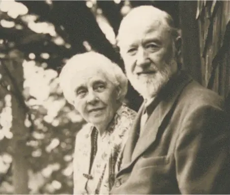  ??  ?? Charles Ives with his wife, Harmony, Redding, Connecticu­t, 1946; courtesy American Academy of Arts and Letters