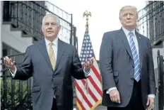  ?? THE ASSOCIATED PRESS FILES ?? In this Aug. 11 photo, U.S. Secretary of State Rex Tillerson, left, speaks following a meeting with U.S. President Donald Trump.