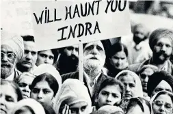 ?? COLIN MCCONNELL/TORONTO STAR FILE PHOTO ?? Sikhs protest in 1984 outside the Indian consulate in Toronto for greater religious freedoms for Sikhs in India. Indira Gandhi, the Indian prime minister, was assassinat­ed in 1984 and many Sikhs in the Punjab region were murdered.