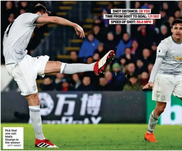  ?? GETTY IMAGES ?? Pick that one out: Matic thumps in the winner